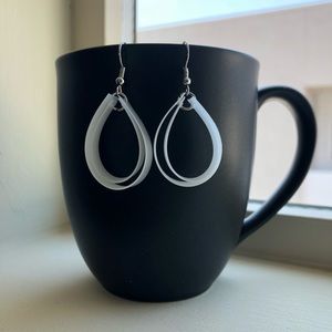 Handmade White Double Layered Earrings